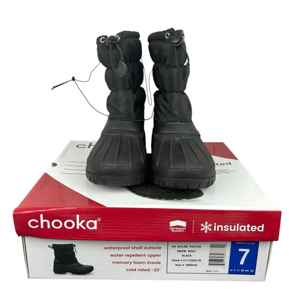 Chooka Nylon Insulated Puffer Snow/Rain Boots Black Size 7 New w/Box